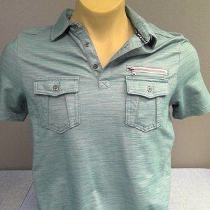 Rock & Republic Polo Shirt Zipper Pocket Green Men's Large